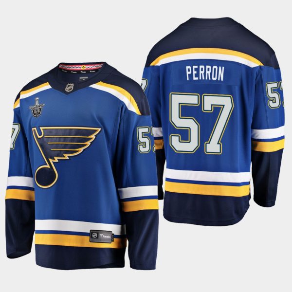 Herren St. Louis Blues Eishockey Trikot David Perron #57 2019 Stanley Cup Playoffs Breakaway Player Blau